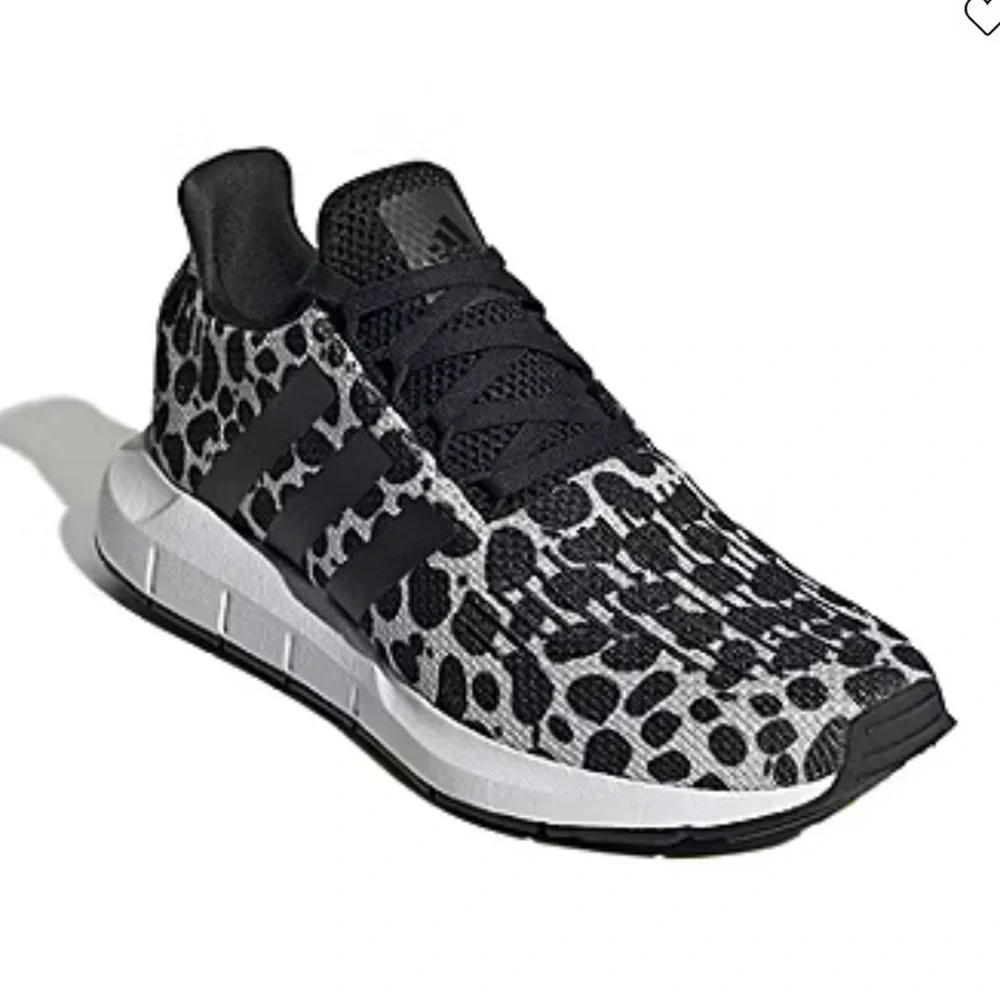 Adidas Swift Run Black & White Leopard Print Running Shoes